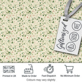 Delicate Green Vine Leaves with Small Red Berries Seamless Pattern Digital Print Fabric by the Metre UK Sewing Quilting Textile