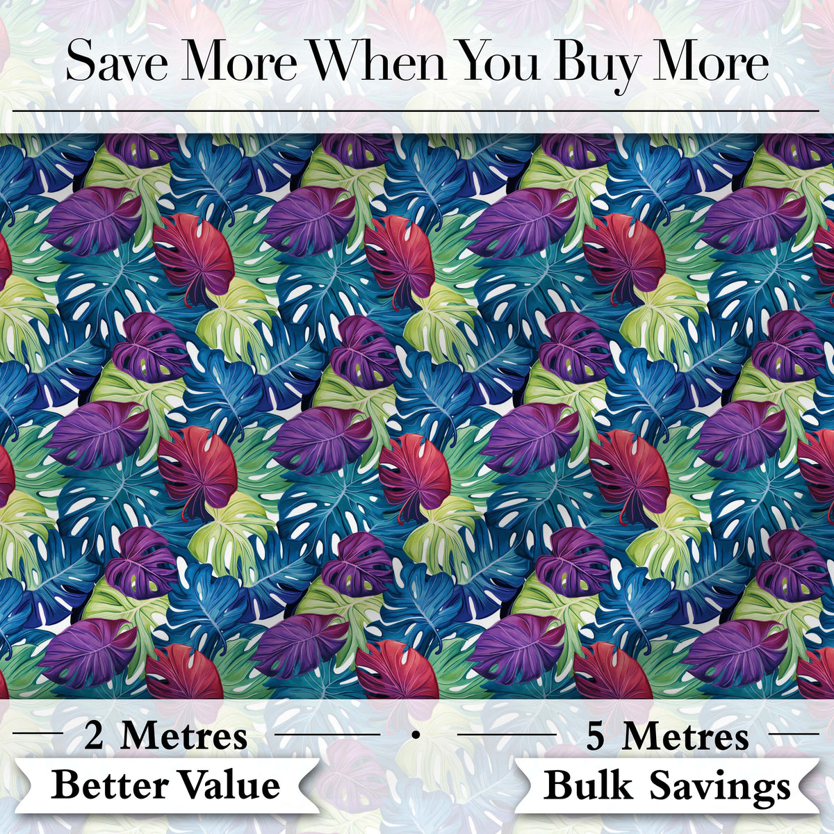 Vibrant Tropical Monstera Leaves in Bold Multicolor Seamless Pattern Digital Print Fabric by the Metre UK Sewing Quilting Textile