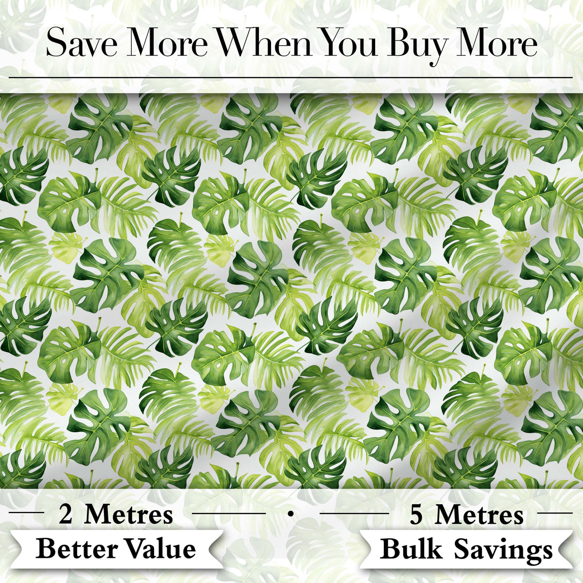 Fresh Green Monstera and Palm Leaves Jungle Seamless Pattern Digital Print Fabric by the Metre UK Sewing Quilting Textile