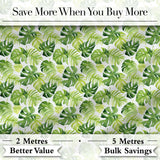 Fresh Green Monstera and Palm Leaves Jungle Seamless Pattern Digital Print Fabric by the Metre UK Sewing Quilting Textile