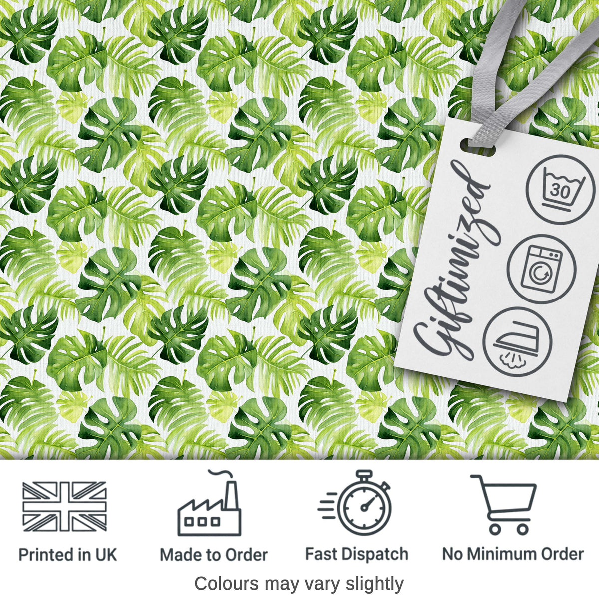 Fresh Green Monstera and Palm Leaves Jungle Seamless Pattern Digital Print Fabric by the Metre UK Sewing Quilting Textile