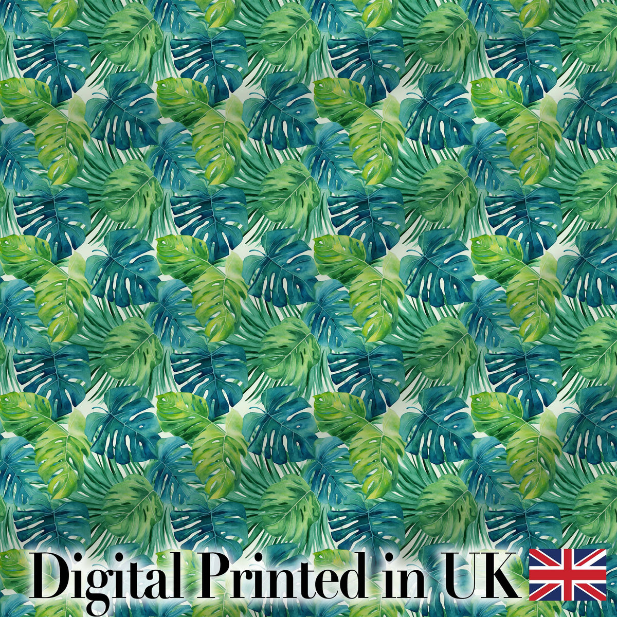 Layered Green Tropical Leaves Botanical Seamless Pattern Digital Print Fabric by the Metre UK Sewing Quilting Textile