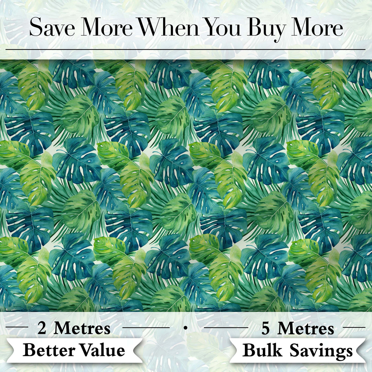 Layered Green Tropical Leaves Botanical Seamless Pattern Digital Print Fabric by the Metre UK Sewing Quilting Textile