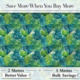 Layered Green Tropical Leaves Botanical Seamless Pattern Digital Print Fabric by the Metre UK Sewing Quilting Textile