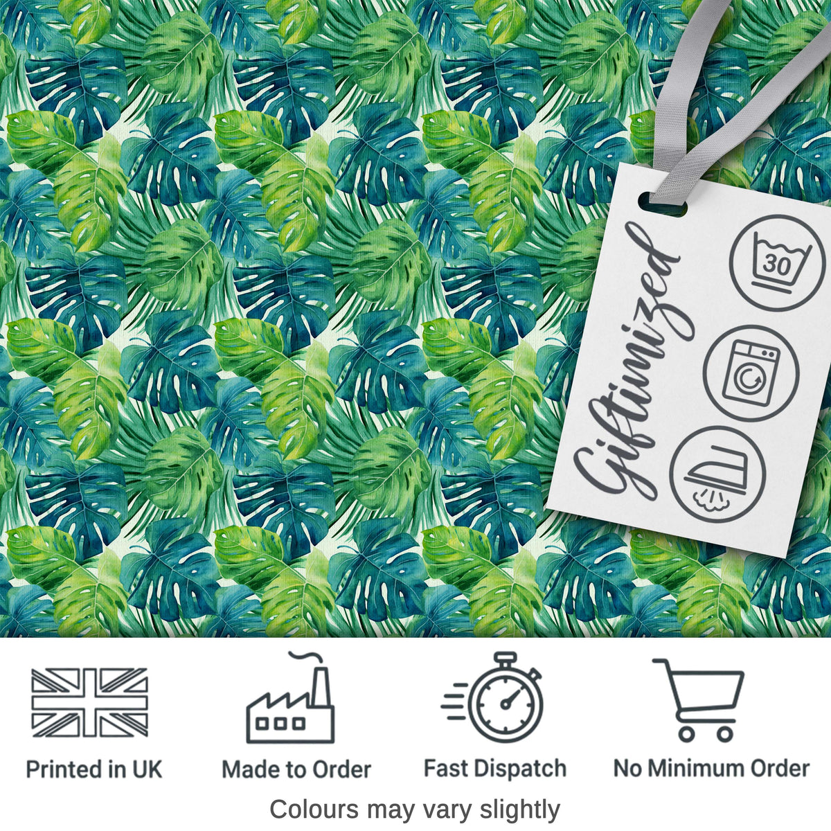 Layered Green Tropical Leaves Botanical Seamless Pattern Digital Print Fabric by the Metre UK Sewing Quilting Textile