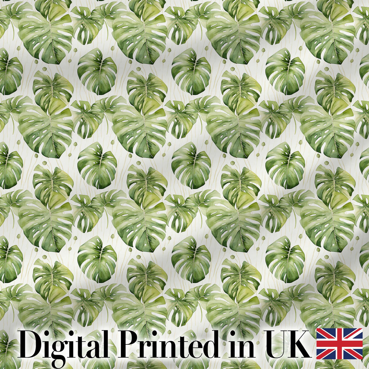Elegant Monstera Leaves with Soft Neutral Background Seamless Pattern Digital Print Fabric by the Metre UK Sewing Quilting Textile