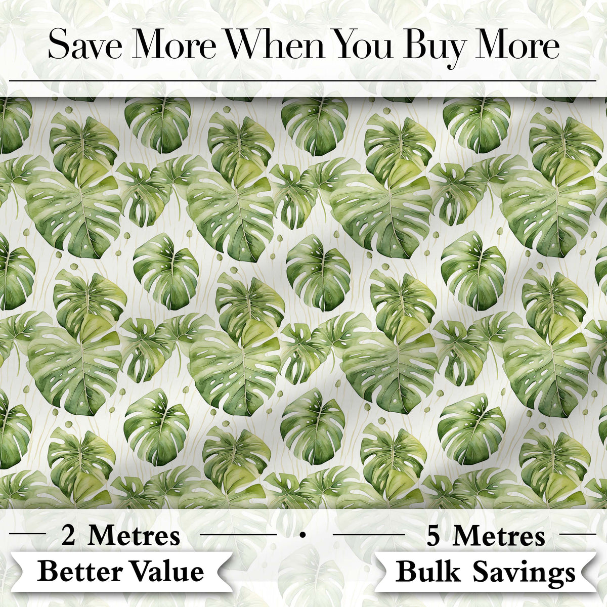 Elegant Monstera Leaves with Soft Neutral Background Seamless Pattern Digital Print Fabric by the Metre UK Sewing Quilting Textile