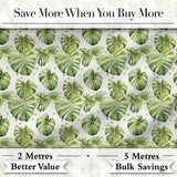 Elegant Monstera Leaves with Soft Neutral Background Seamless Pattern Digital Print Fabric by the Metre UK Sewing Quilting Textile
