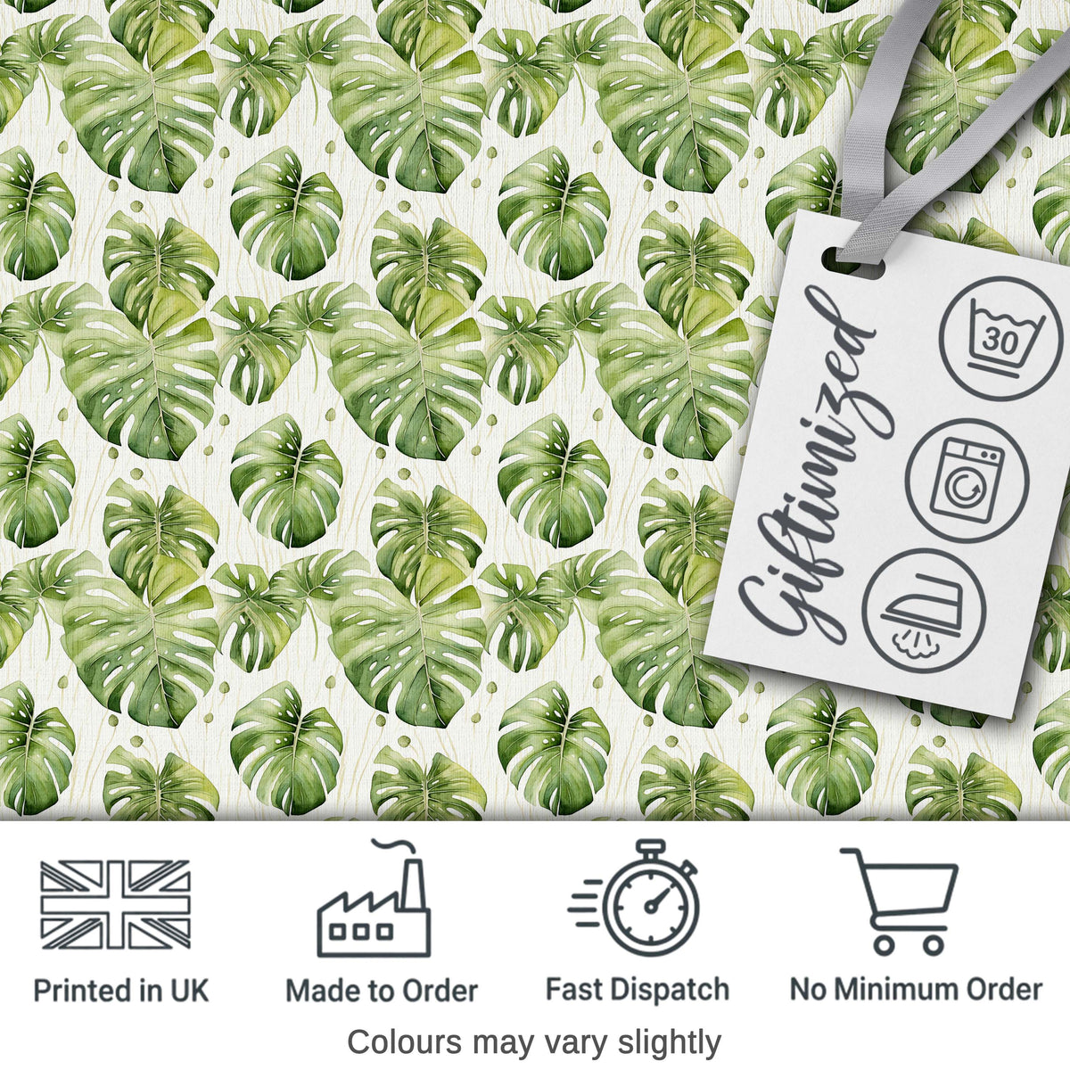 Elegant Monstera Leaves with Soft Neutral Background Seamless Pattern Digital Print Fabric by the Metre UK Sewing Quilting Textile