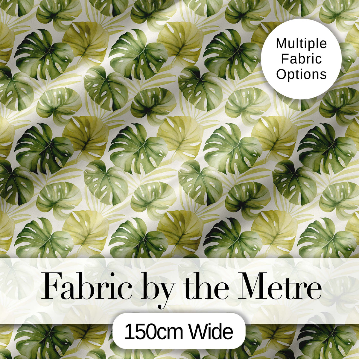 Soft Green and Yellow Monstera Leaves Botanical Seamless Pattern Digital Print Fabric by the Metre UK Sewing Quilting Textile