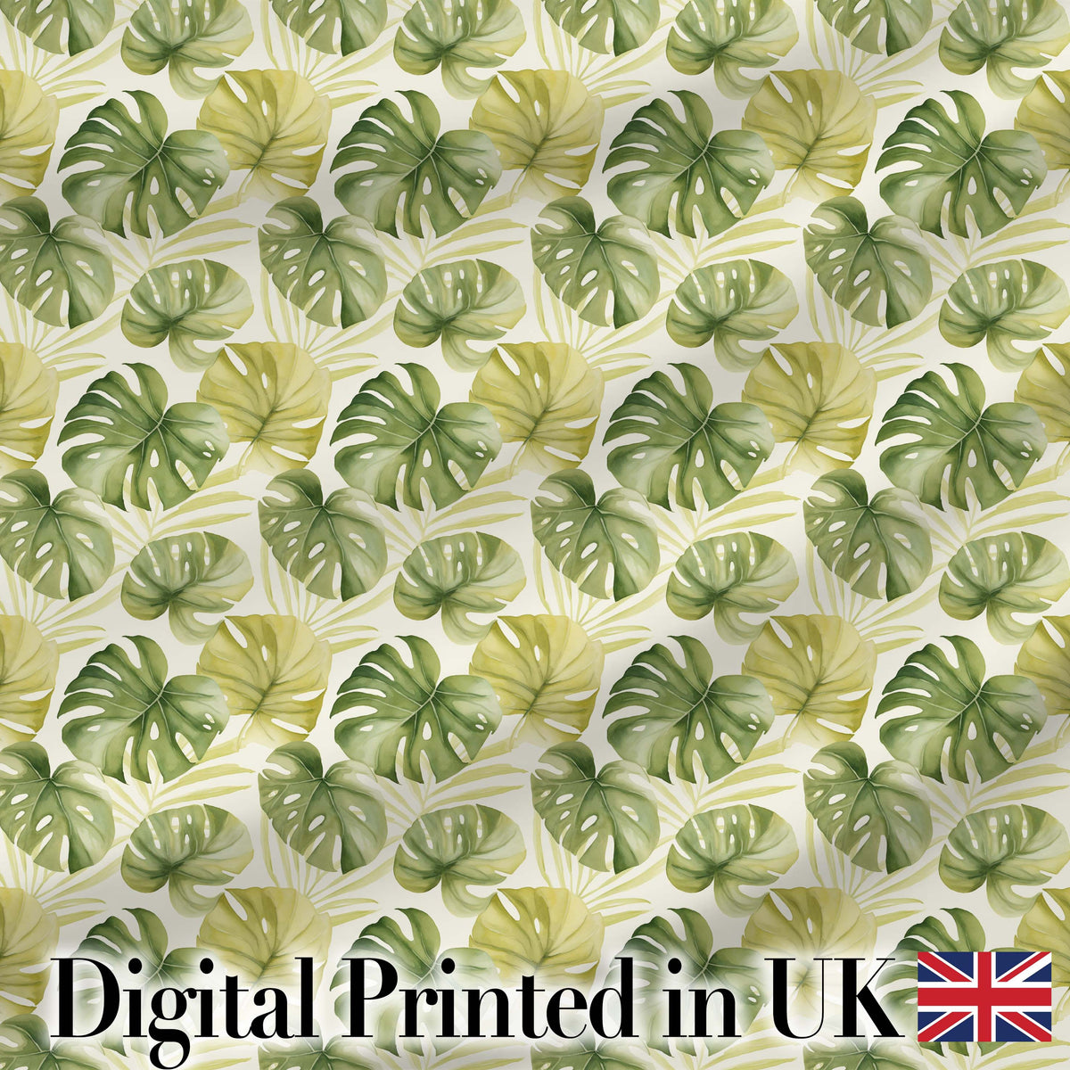 Soft Green and Yellow Monstera Leaves Botanical Seamless Pattern Digital Print Fabric by the Metre UK Sewing Quilting Textile