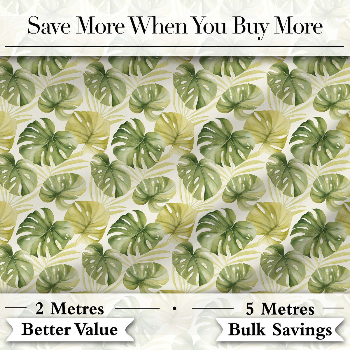 Soft Green and Yellow Monstera Leaves Botanical Seamless Pattern Digital Print Fabric by the Metre UK Sewing Quilting Textile