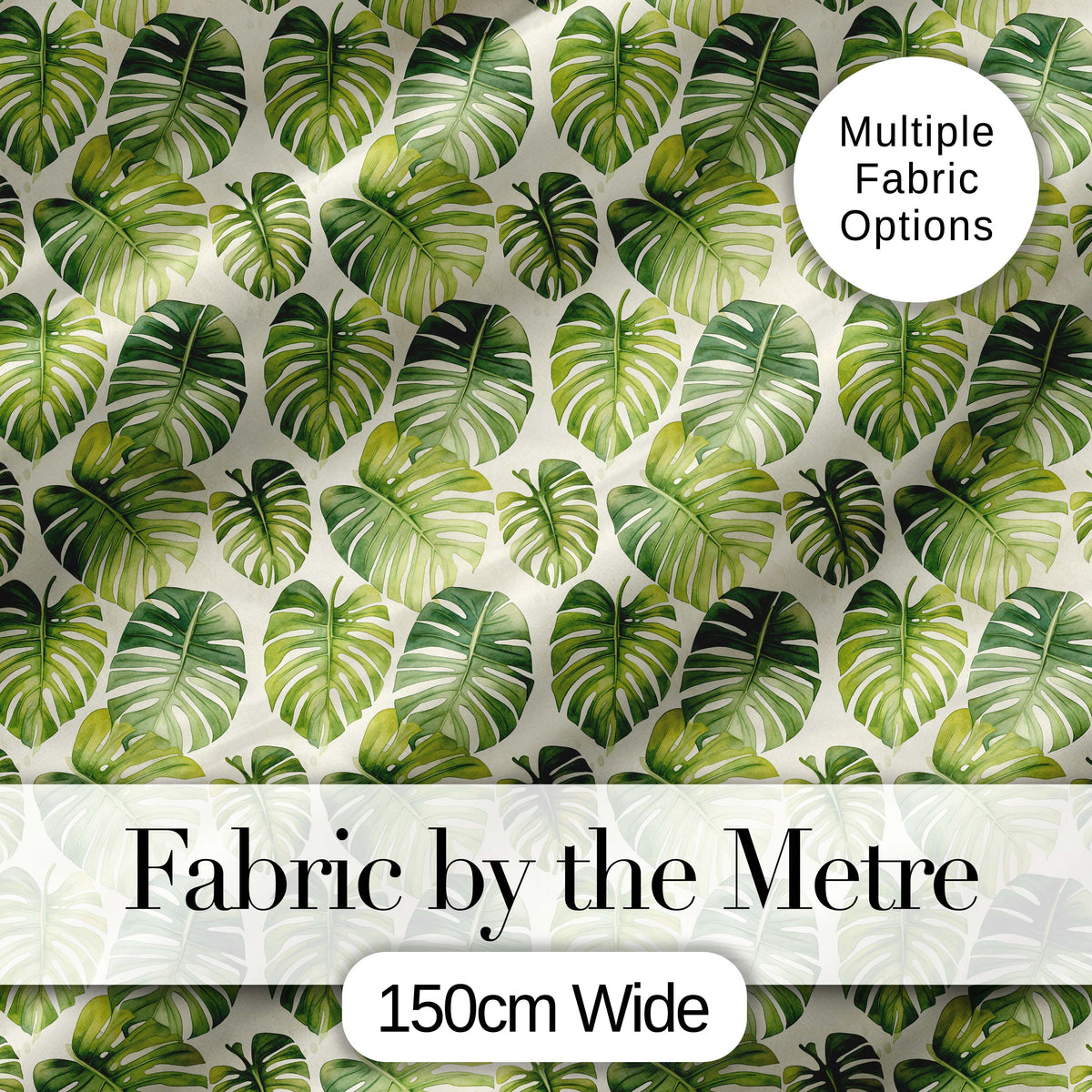 Vibrant Green Monstera Leaf Arrangement Tropical Seamless Pattern Digital Print Fabric by the Metre UK Sewing Quilting Textile