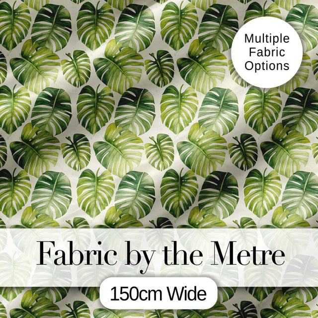 Vibrant Green Monstera Leaf Arrangement Tropical Seamless Pattern Digital Print Fabric by the Metre UK Sewing Quilting Textile
