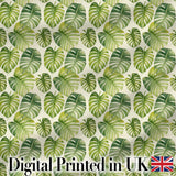 Vibrant Green Monstera Leaf Arrangement Tropical Seamless Pattern Digital Print Fabric by the Metre UK Sewing Quilting Textile