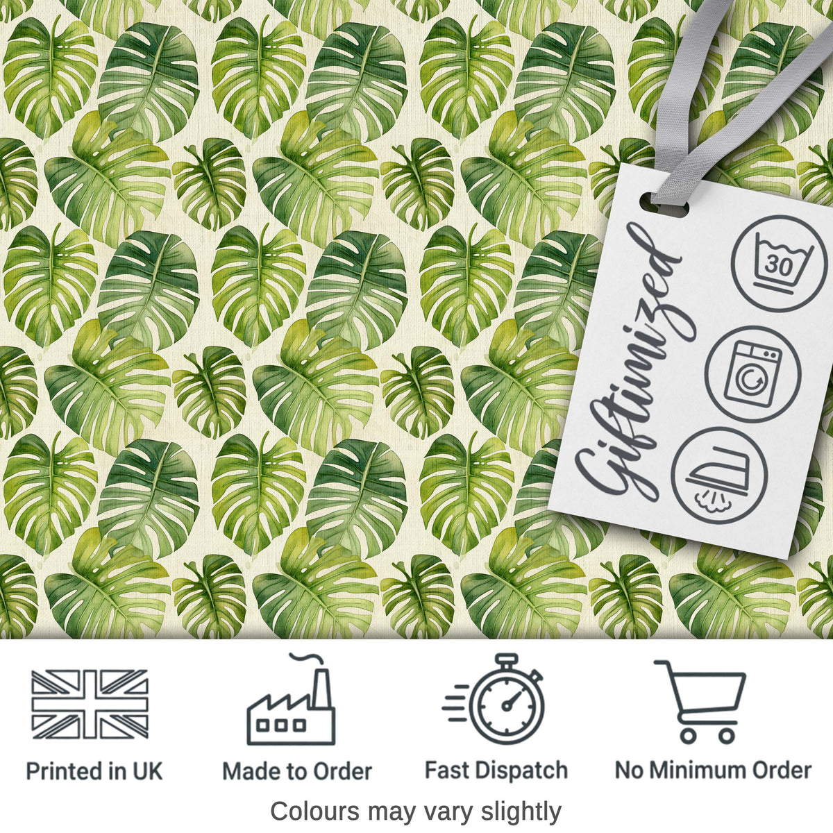 Vibrant Green Monstera Leaf Arrangement Tropical Seamless Pattern Digital Print Fabric by the Metre UK Sewing Quilting Textile
