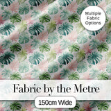 Pastel Tropical Monstera Leaves in Soft Pink and Green Seamless Pattern Digital Print Fabric by the Metre UK Sewing Quilting Textile