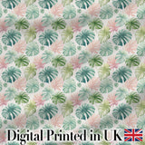 Pastel Tropical Monstera Leaves in Soft Pink and Green Seamless Pattern Digital Print Fabric by the Metre UK Sewing Quilting Textile
