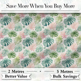 Pastel Tropical Monstera Leaves in Soft Pink and Green Seamless Pattern Digital Print Fabric by the Metre UK Sewing Quilting Textile