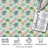 Pastel Tropical Monstera Leaves in Soft Pink and Green Seamless Pattern Digital Print Fabric by the Metre UK Sewing Quilting Textile