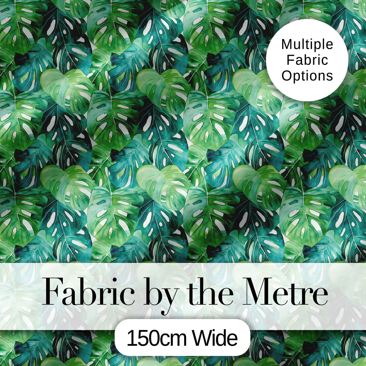 Rich Green Monstera Jungle Leaves Dense Seamless Pattern Digital Print Fabric by the Metre UK Sewing Quilting Textile
