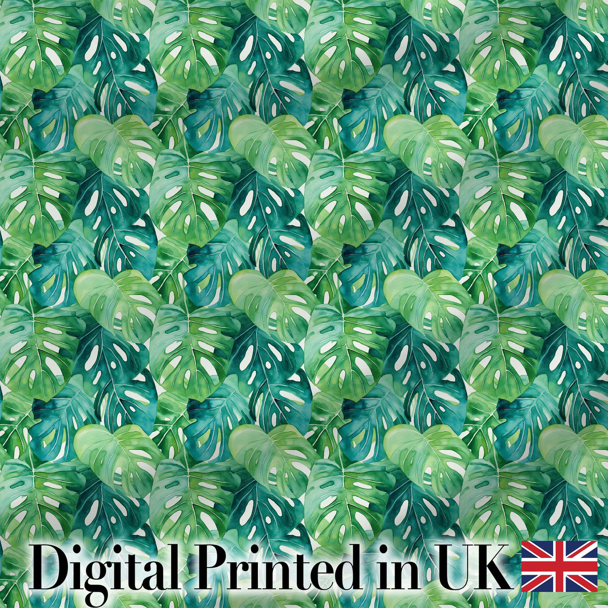 Rich Green Monstera Jungle Leaves Dense Seamless Pattern Digital Print Fabric by the Metre UK Sewing Quilting Textile