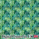 Rich Green Monstera Jungle Leaves Dense Seamless Pattern Digital Print Fabric by the Metre UK Sewing Quilting Textile
