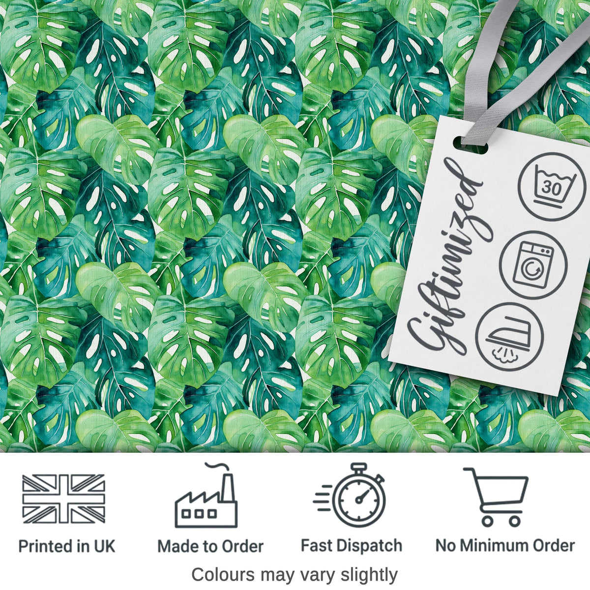 Rich Green Monstera Jungle Leaves Dense Seamless Pattern Digital Print Fabric by the Metre UK Sewing Quilting Textile