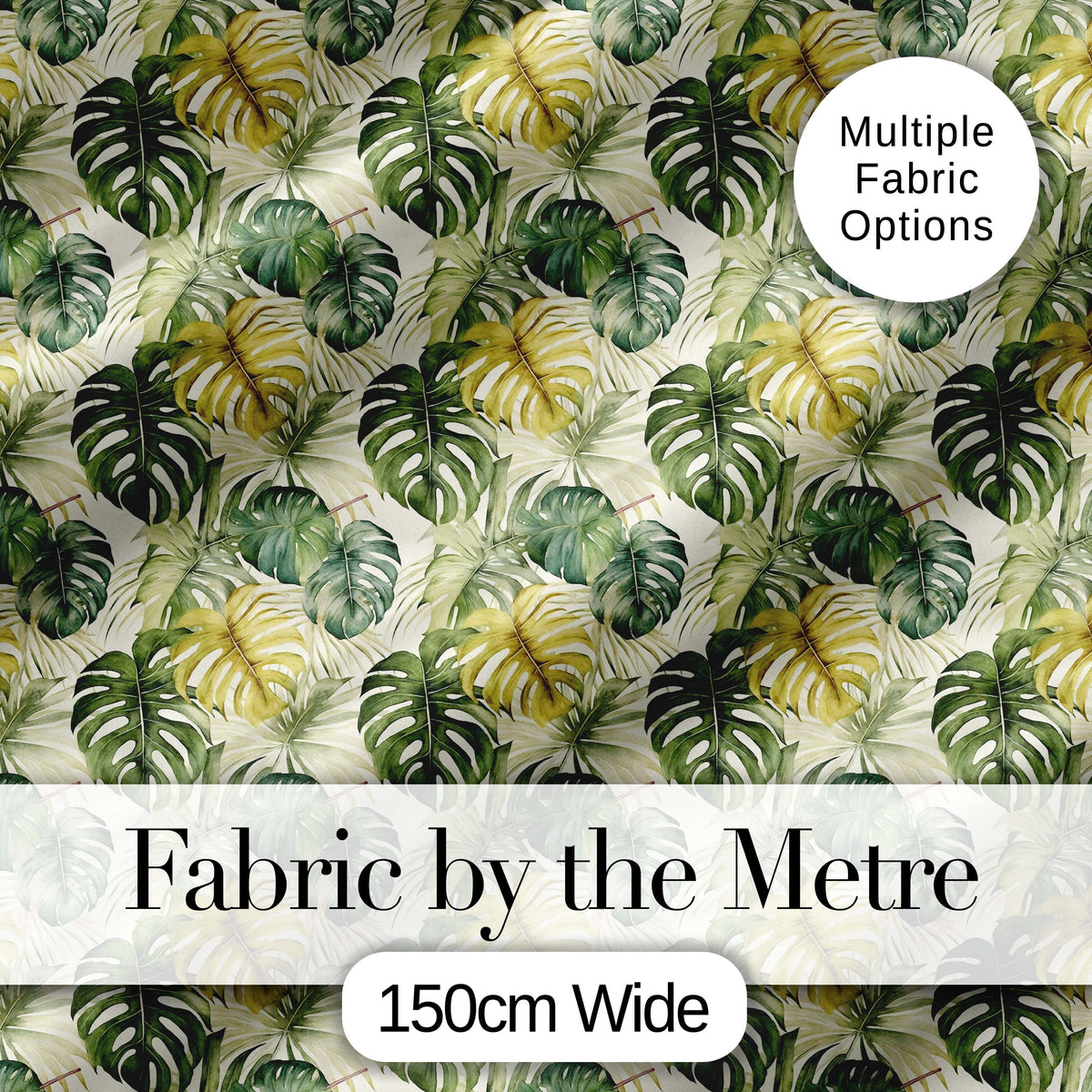 Earthy Green and Yellow Tropical Leaves Botanical Seamless Pattern Digital Print Fabric by the Metre UK Sewing Quilting Textile