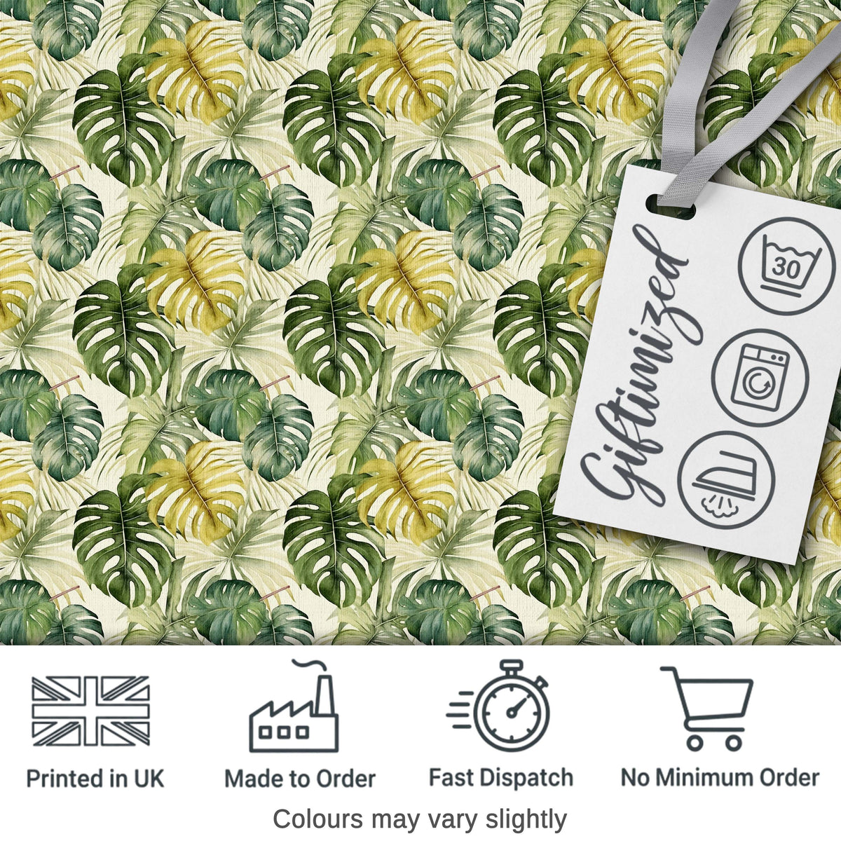 Earthy Green and Yellow Tropical Leaves Botanical Seamless Pattern Digital Print Fabric by the Metre UK Sewing Quilting Textile