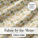 Warm Beige and Green Monstera Leaves Soft Tropical Seamless Pattern Digital Print Fabric by the Metre UK Sewing Quilting Textile