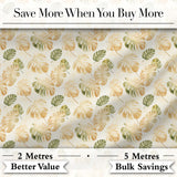 Warm Beige and Green Monstera Leaves Soft Tropical Seamless Pattern Digital Print Fabric by the Metre UK Sewing Quilting Textile