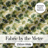 Layered Tropical Monstera and Palm Leaves Natural Green Seamless Pattern Digital Print Fabric by the Metre UK Sewing Quilting Textile