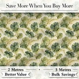 Layered Tropical Monstera and Palm Leaves Natural Green Seamless Pattern Digital Print Fabric by the Metre UK Sewing Quilting Textile
