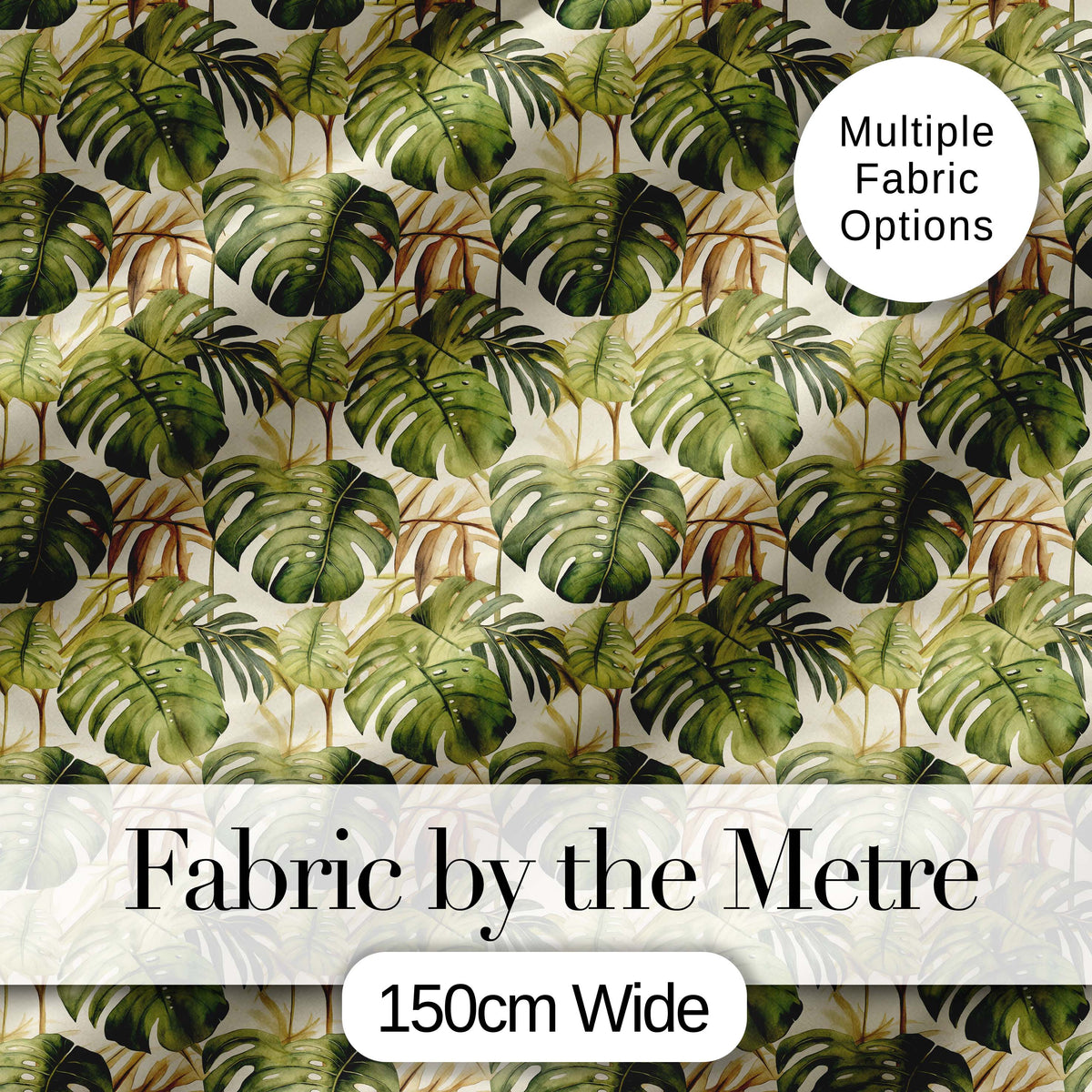 Earthy Botanical Monstera Leaves with Branch Details Seamless Pattern Digital Print Fabric by the Metre UK Sewing Quilting Textile