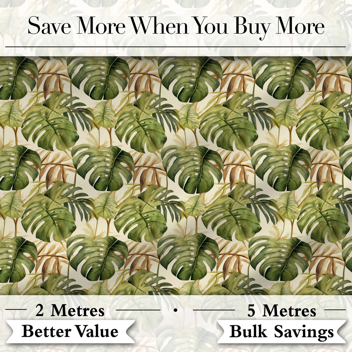Earthy Botanical Monstera Leaves with Branch Details Seamless Pattern Digital Print Fabric by the Metre UK Sewing Quilting Textile