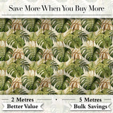 Earthy Botanical Monstera Leaves with Branch Details Seamless Pattern Digital Print Fabric by the Metre UK Sewing Quilting Textile