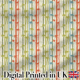 Colorful Bamboo Stalks with Leaves Abstract Seamless Pattern Digital Print Fabric by the Metre UK Sewing Quilting Textile