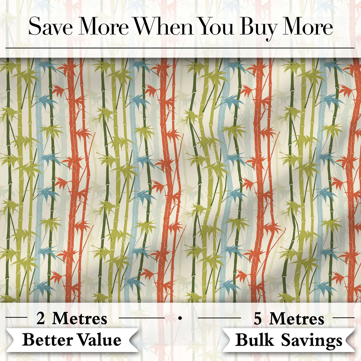 Colorful Bamboo Stalks with Leaves Abstract Seamless Pattern Digital Print Fabric by the Metre UK Sewing Quilting Textile
