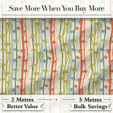 Colorful Bamboo Stalks with Leaves Abstract Seamless Pattern Digital Print Fabric by the Metre UK Sewing Quilting Textile
