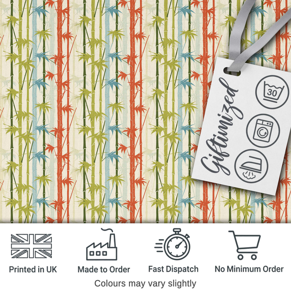 Colorful Bamboo Stalks with Leaves Abstract Seamless Pattern Digital Print Fabric by the Metre UK Sewing Quilting Textile