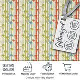 Colorful Bamboo Stalks with Leaves Abstract Seamless Pattern Digital Print Fabric by the Metre UK Sewing Quilting Textile