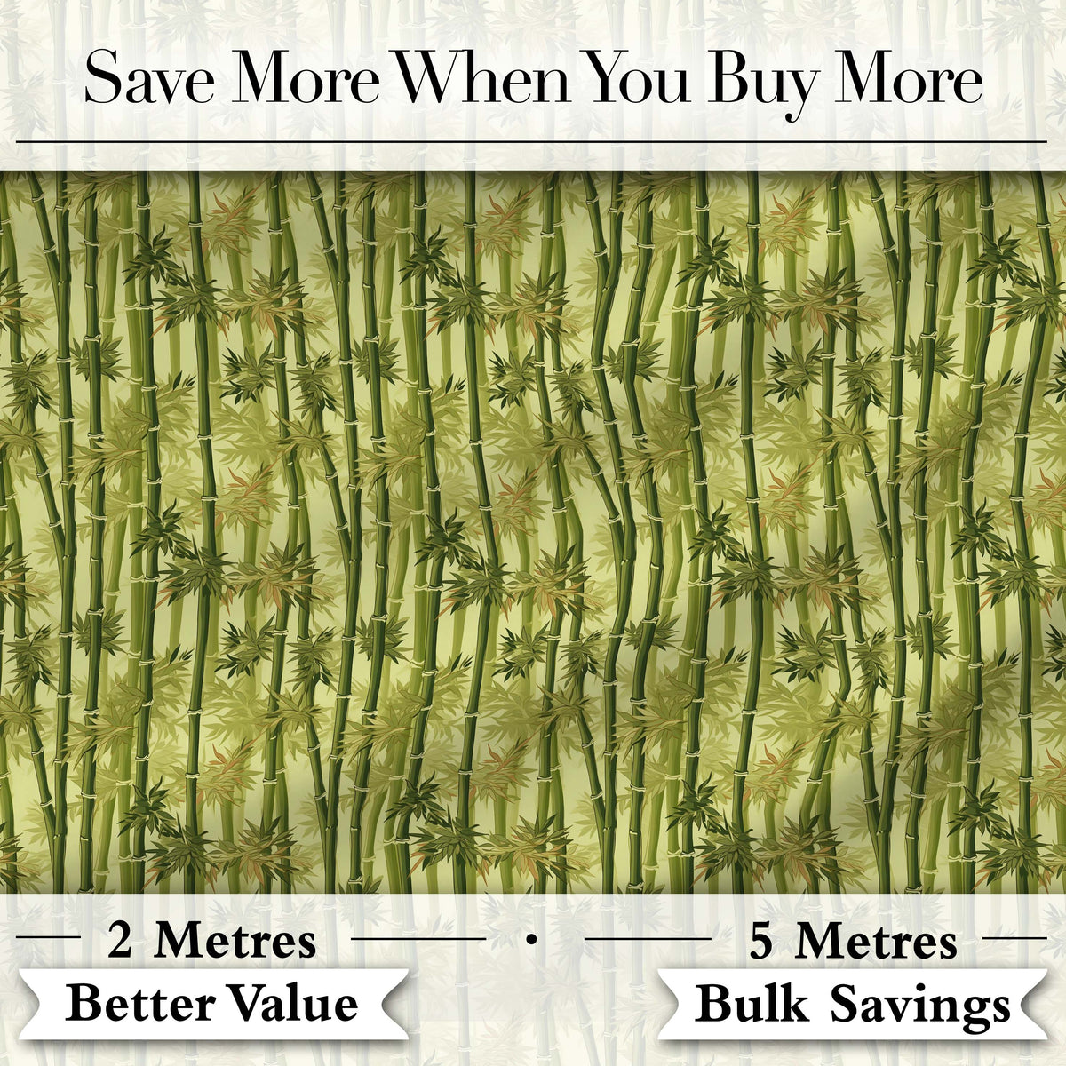 Lush Bamboo Forest with Layered Leaves Natural Seamless Pattern Digital Print Fabric by the Metre UK Sewing Quilting Textile