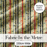 Modern Bamboo Stripes with Red and Blue Accents Seamless Pattern Digital Print Fabric by the Metre UK Sewing Quilting Textile