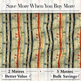 Modern Bamboo Stripes with Red and Blue Accents Seamless Pattern Digital Print Fabric by the Metre UK Sewing Quilting Textile