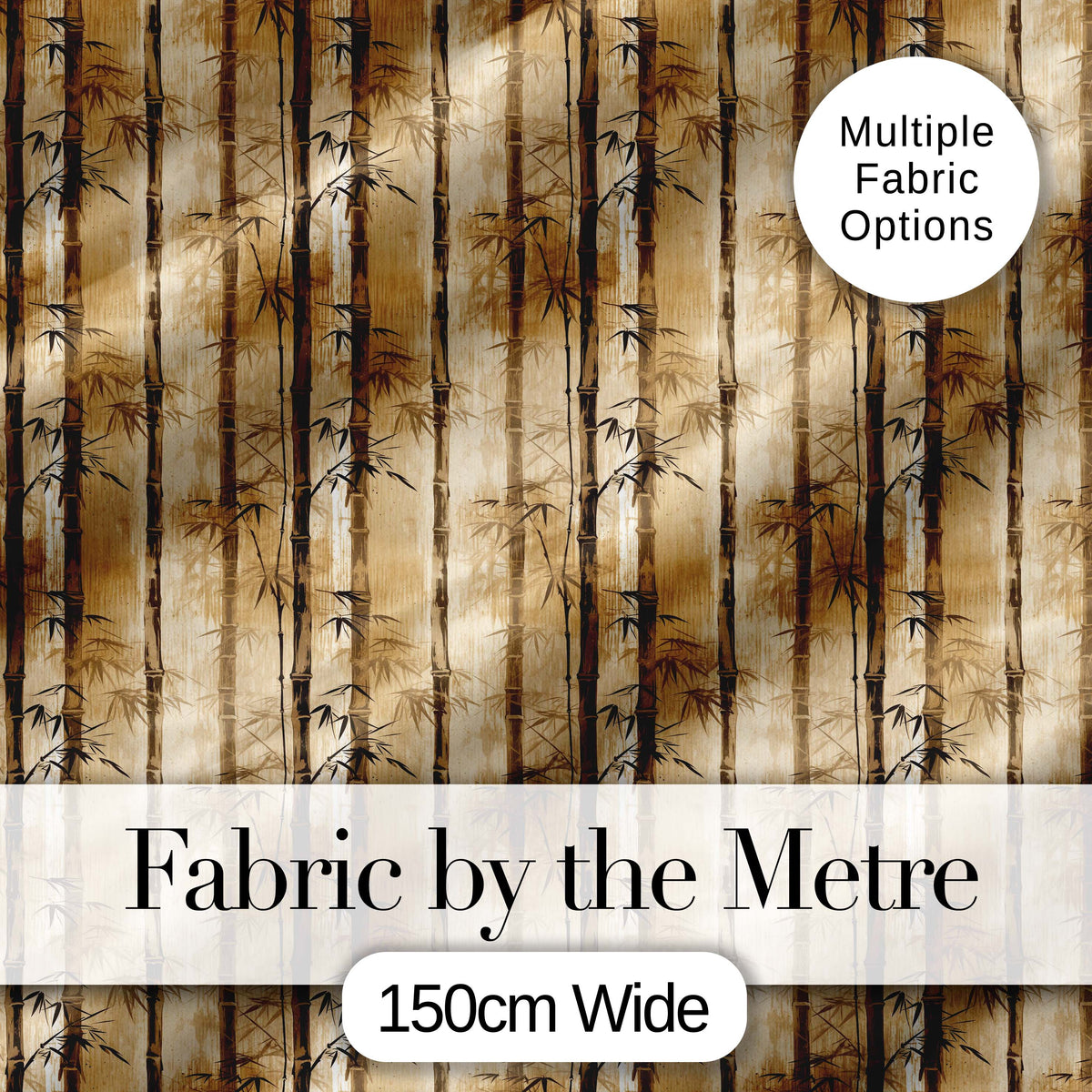 Vintage Sepia Bamboo Forest with Textured Background Seamless Pattern Digital Print Fabric by the Metre UK Sewing Quilting Textile