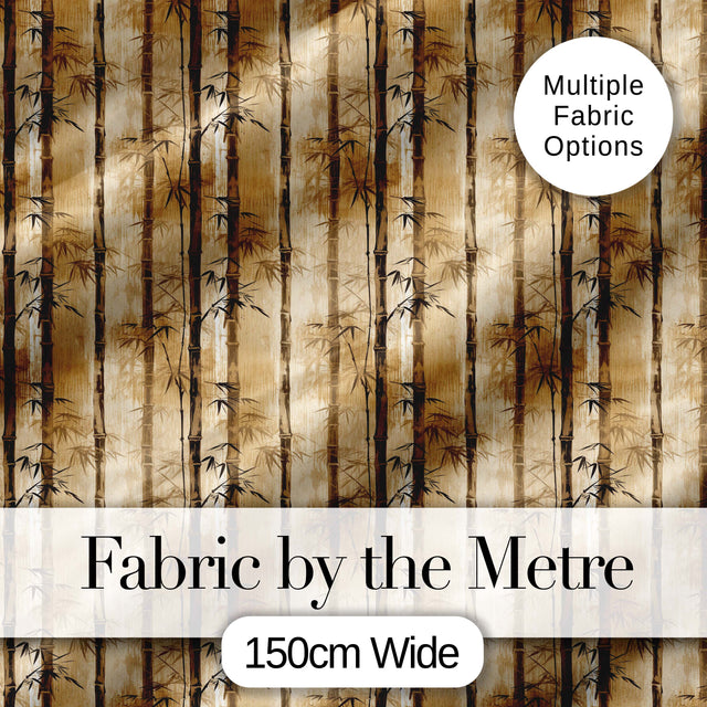 Vintage Sepia Bamboo Forest with Textured Background Seamless Pattern Digital Print Fabric by the Metre UK Sewing Quilting Textile