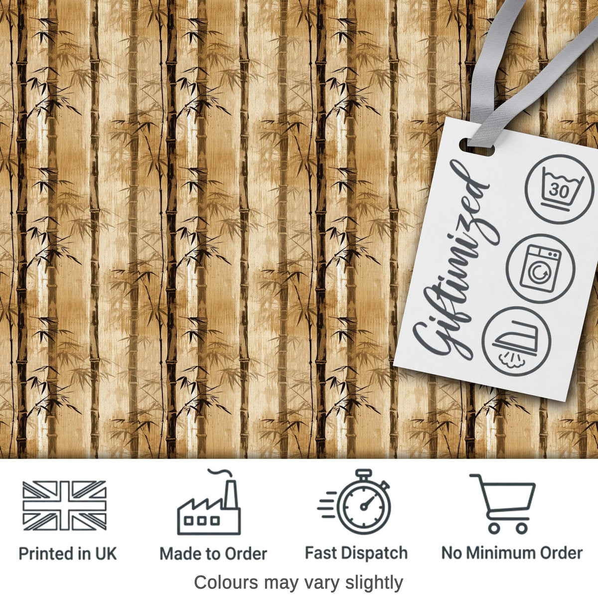 Vintage Sepia Bamboo Forest with Textured Background Seamless Pattern Digital Print Fabric by the Metre UK Sewing Quilting Textile