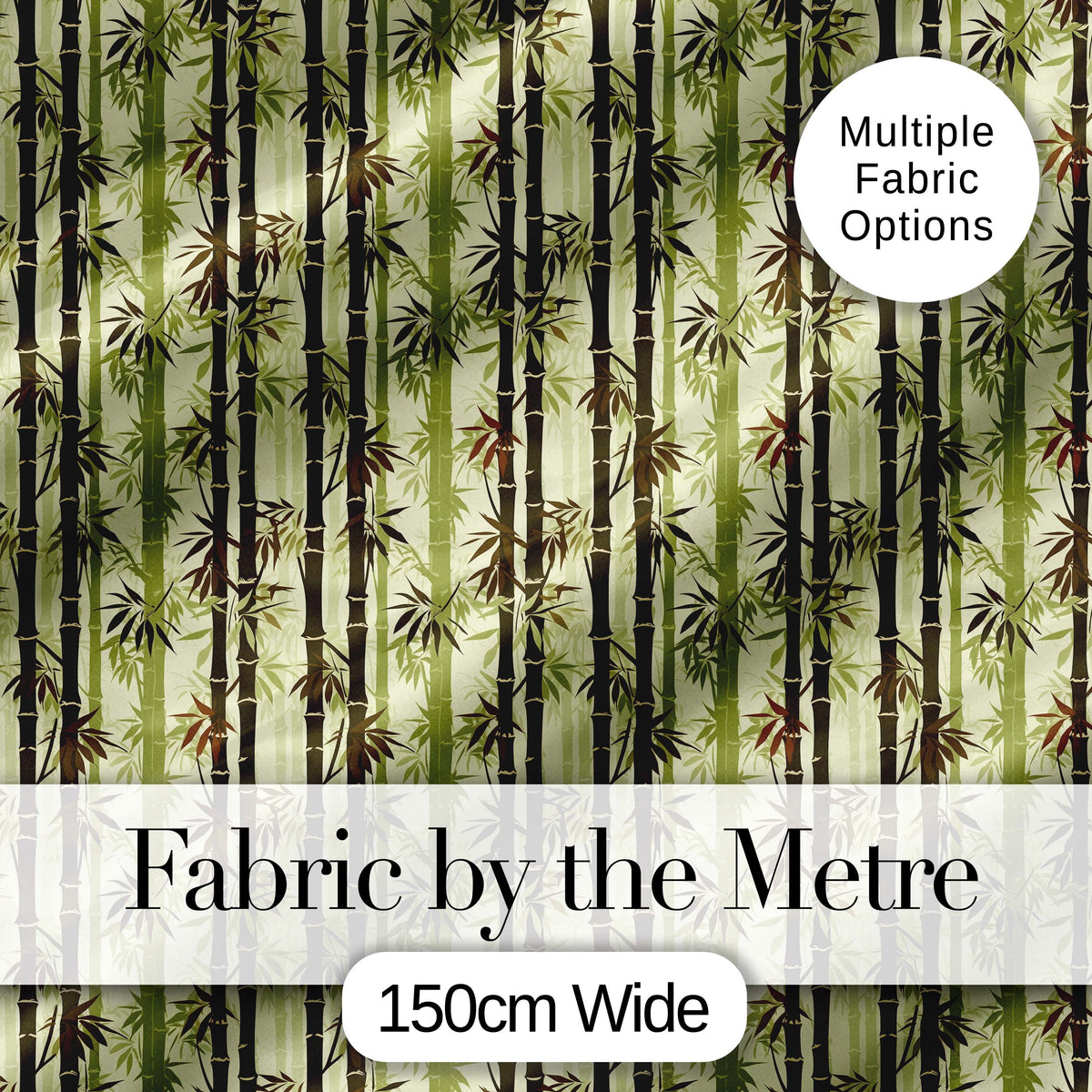 Dark Bamboo Stalks with Layered Leaves Natural Green Seamless Pattern Digital Print Fabric by the Metre UK Sewing Quilting Textile