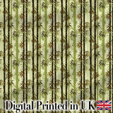 Dark Bamboo Stalks with Layered Leaves Natural Green Seamless Pattern Digital Print Fabric by the Metre UK Sewing Quilting Textile